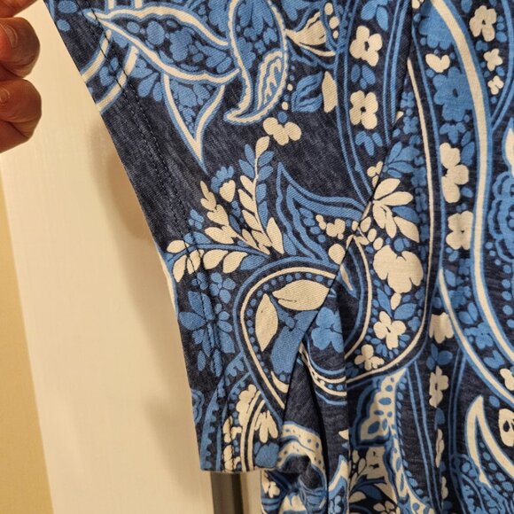 EUC Liz Claiborne Split Crew Neck Short Sleeve Blouse Blue Paisley 2X - Picture 6 of 6